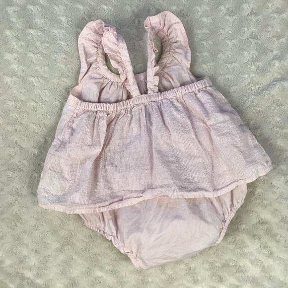 Baby Gap Pink Summer Romper Silver Stripes Size 12-18 Months - Picture 6 of 6